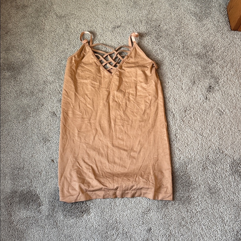 Zenana Outfitters Brown Seamless Strappy Cami Chemise SIZE L/XL